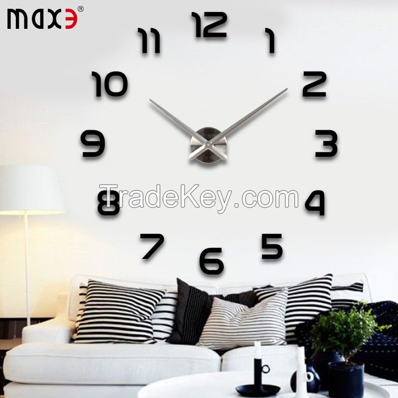 Modern Decor Time Wall Clock Silver Mirror Wall Clock