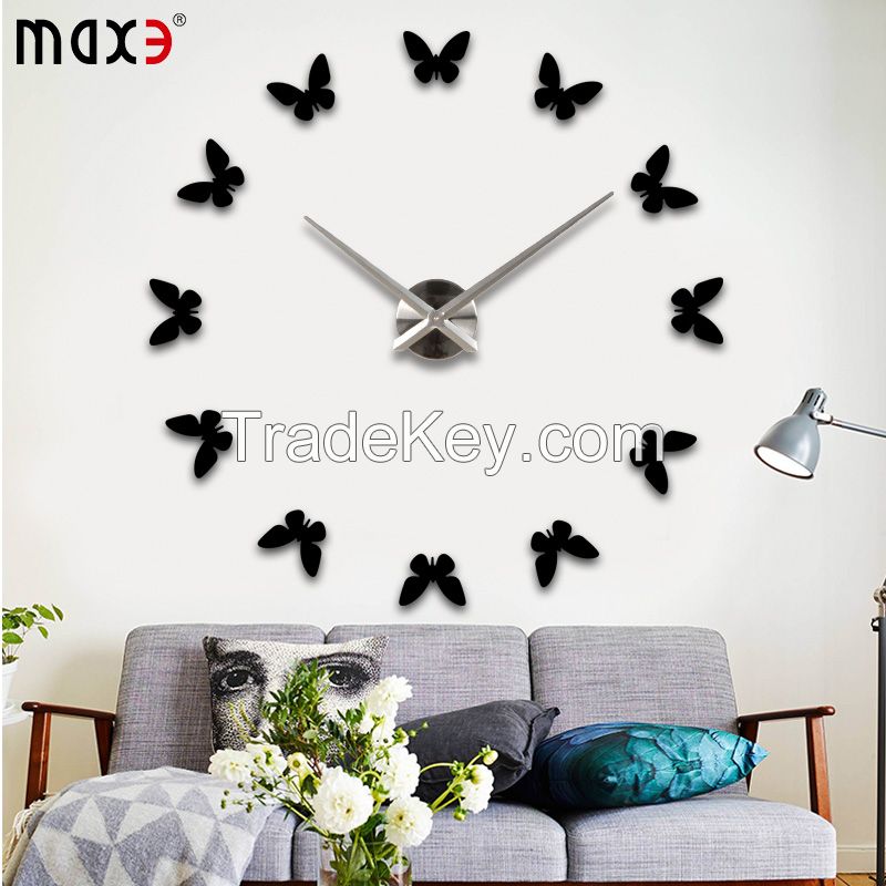 Modern Decor Time Wall Clock Silver Mirror Wall Clock