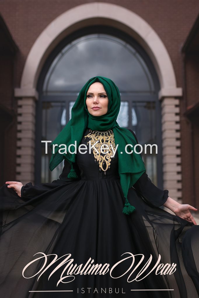 Muslima Wear Chiffon Black Dress