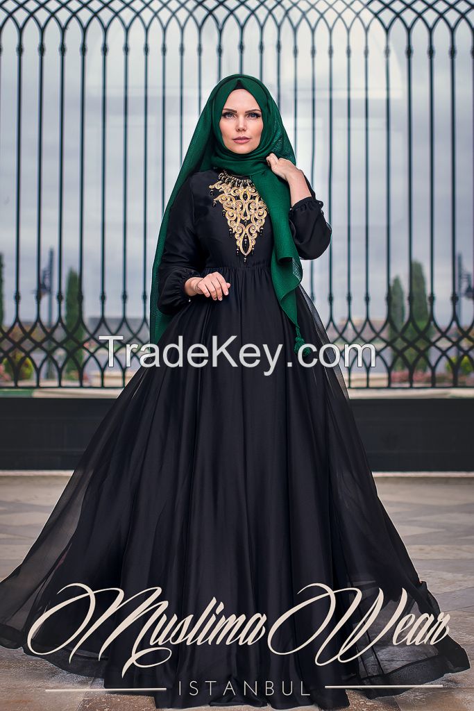 Muslima Wear Chiffon Black Dress