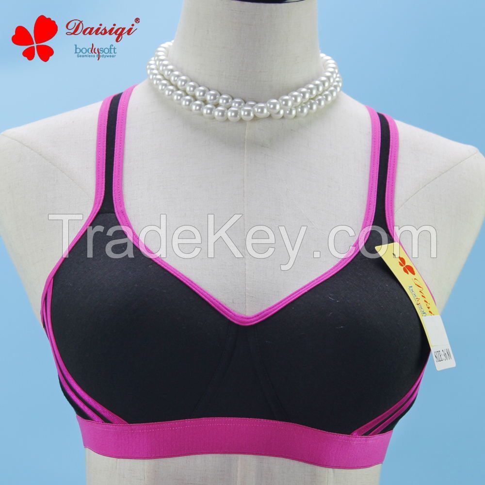 2016 New Arrivals cotton beautiful back design plain color sports bra