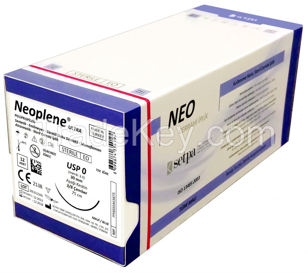 Surgical Sutures, Absorbable and Non-Absorbable (PGA, Rapid PGA, PGLA, Rapid PGLA, PDS/PDO, Polypropylene, Silk)