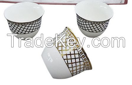 Fine Porcelain Ceramic Cawa Cup with Electronicplating and Decal