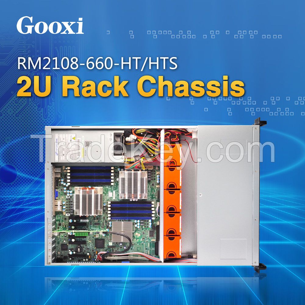 2U rackmount server case chassis 8 bays Gooxi RM2108-660-HT/HTS EEB / CEB / ATX / Micro ATX