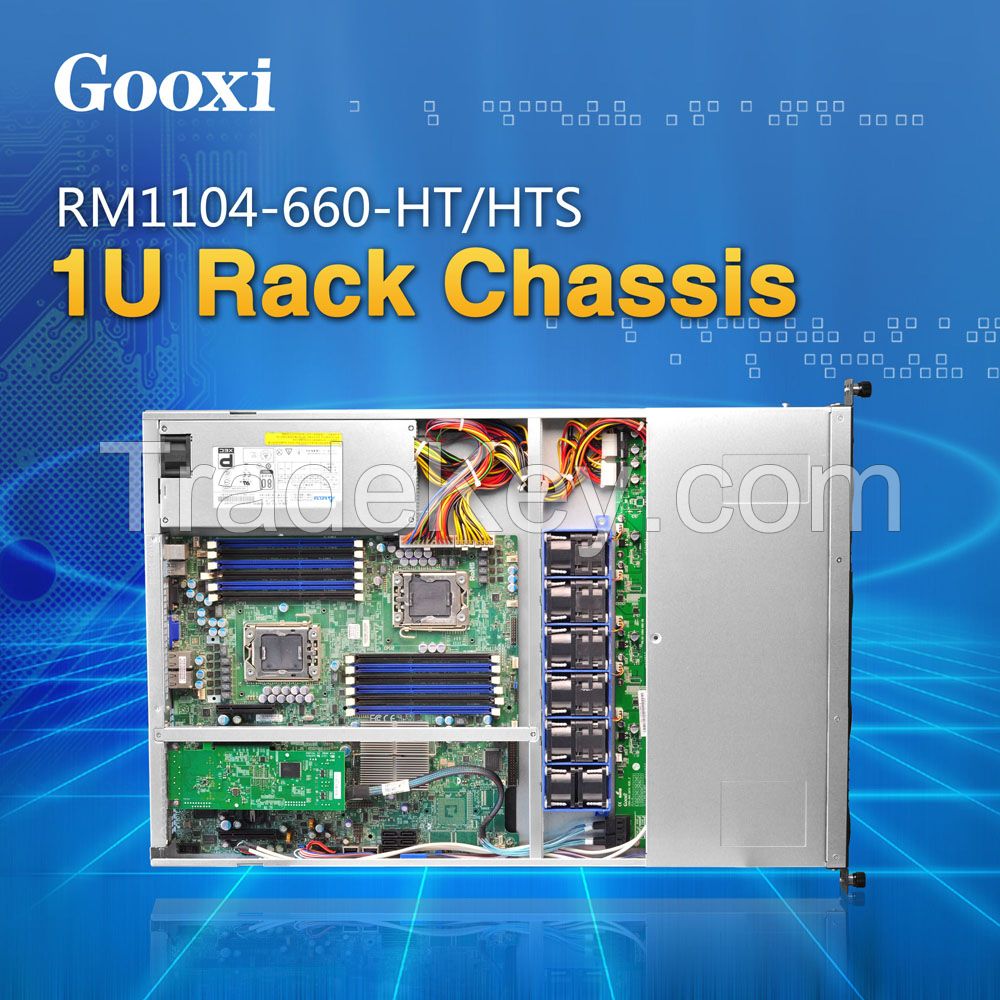 1U rackmount server case chassis 4 HDDs Gooxi RM1104-660-HT/HTS EEB / CEB / ATX / Micro ATX