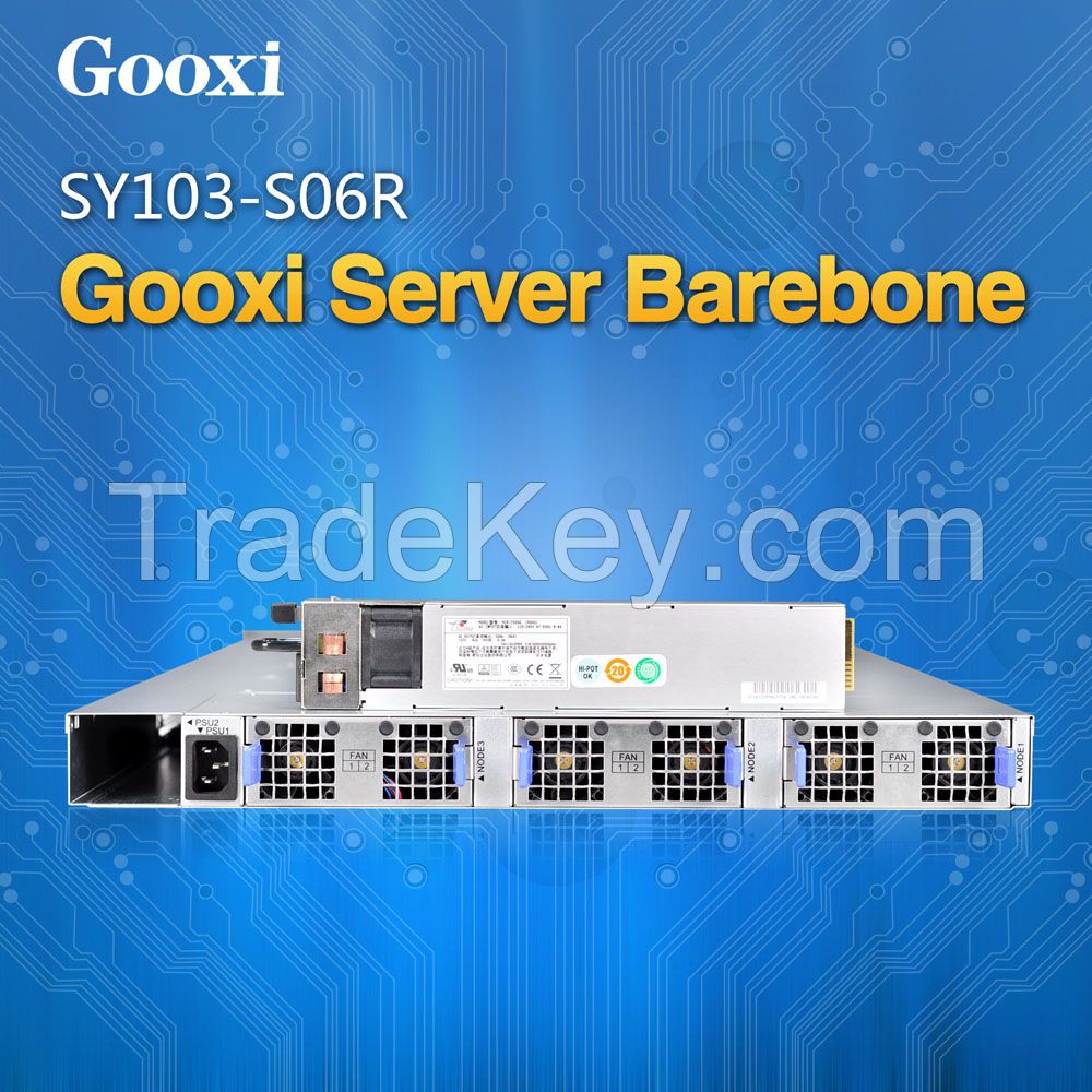 1U Server barebone case chassis 3 nodes 6 HDDs Gooxi SY103-S06R Intel Xeon Processor E3-1200 V3/V4