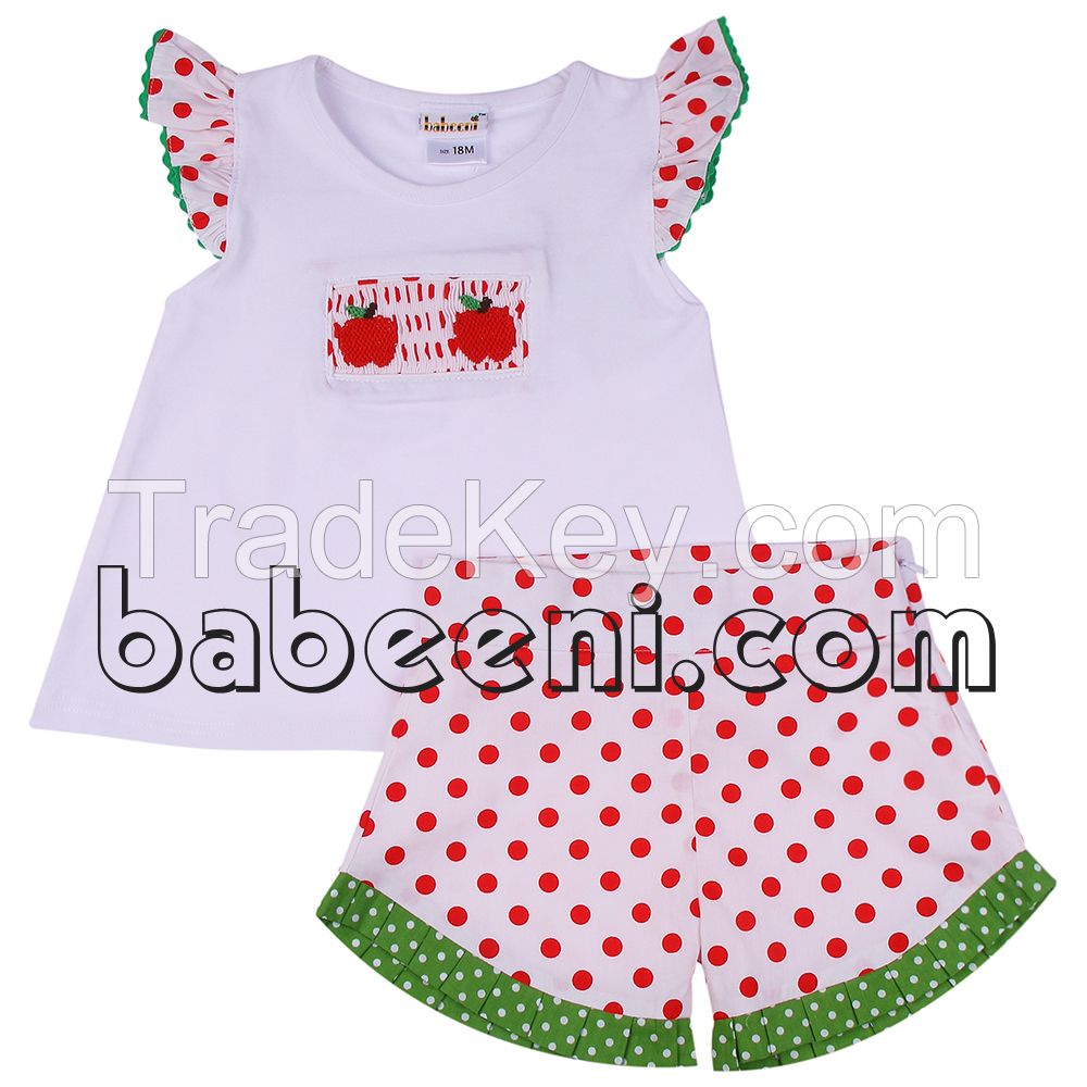 Apple hand smocked short set for girl - BB599