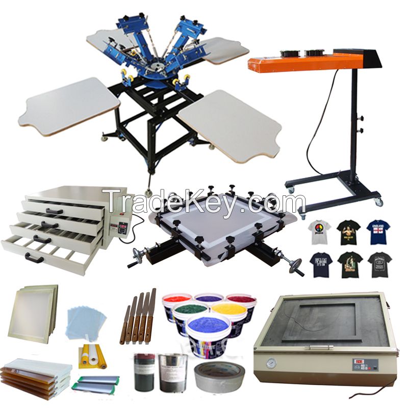 4 color 4 station silk screen printing machine t-shirt printer press equipment carousel