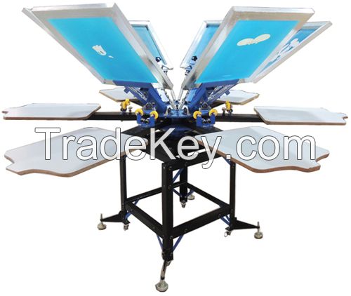 Manual DIY Full set 6 color 6 station t-shirt silk screen printing machine kit all stuff including