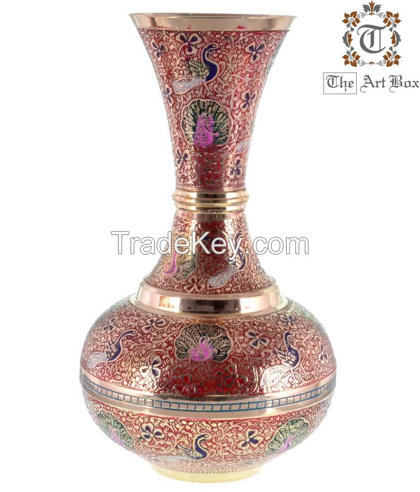 Brass Colorful Flower Vase Home Decor Metal Vases