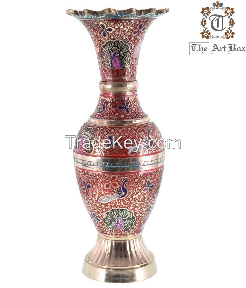 Brass Colorful Flower Vase Home Decor Metal Vases