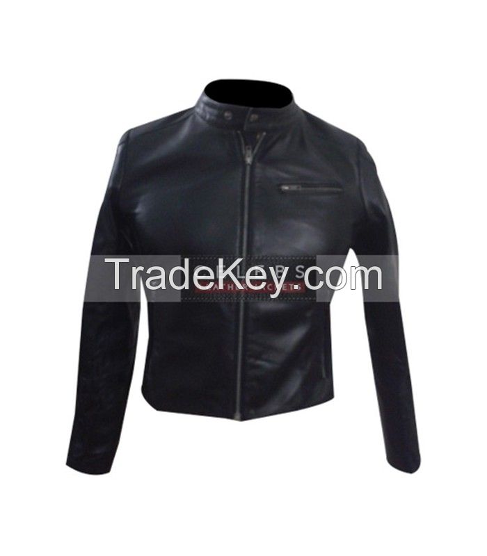 JESSICA ALBA BLACK LEATHER STYLISH JACKET