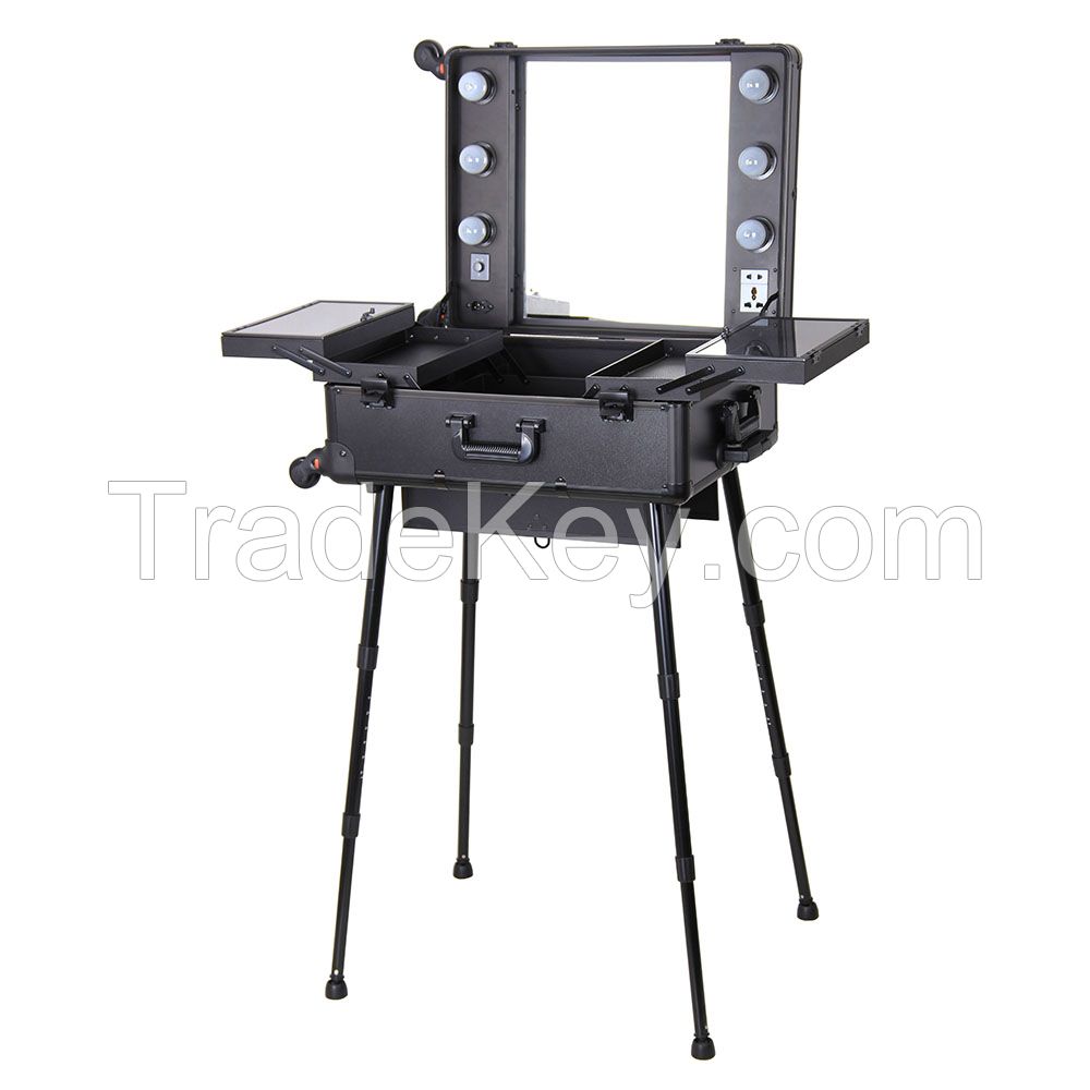 Beauty Case  make up case  Light Mirror Legs Wheeled