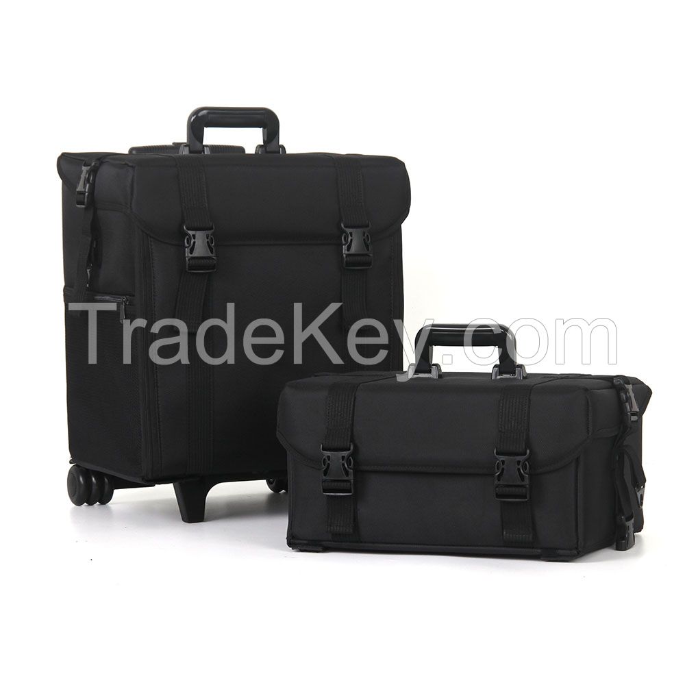 2-in-1 Professional Soft Beauty Trolley Makeup Artist Case Oxford Cosmetic Case