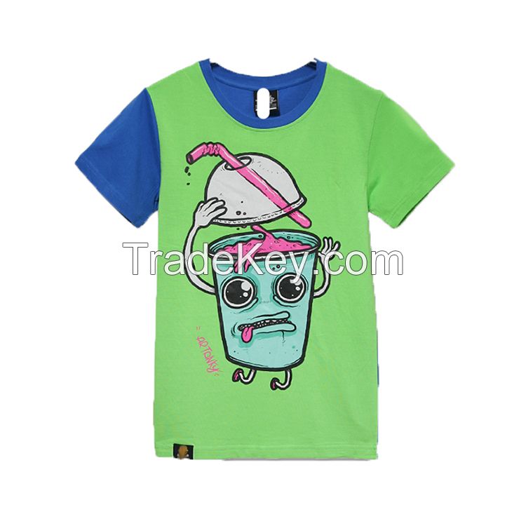 White Printed Kids Short Sleeve Tshirt With Lovely Pattern For Kinds S