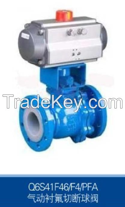 pneumatic actuator lining ball valve 