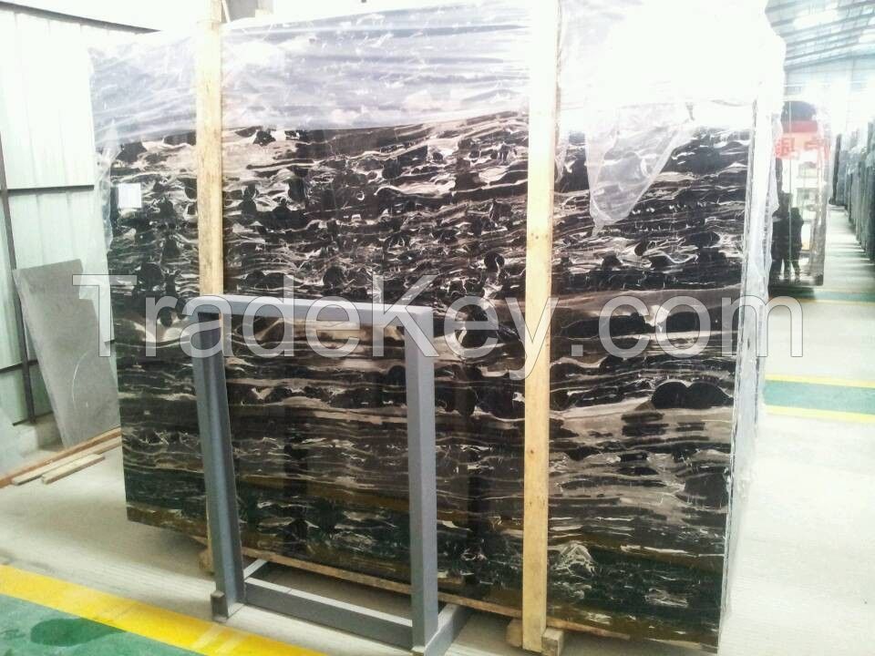 China Silver Dragon Marble for Decorative Wall/black and white wooden marble natural black silver dragon marble