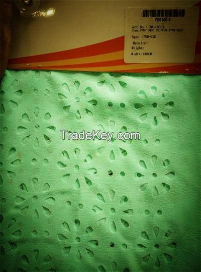 100%poly, punching hole,  flower,perforate ,56gsm,for women garment,dress,SUM 17