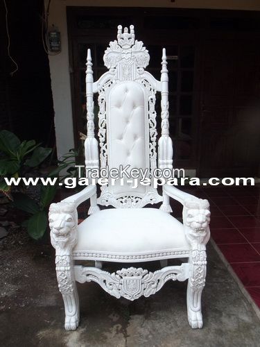 Hand Carved Mahogany Wood Lion Throne Chairs, Office Furniture