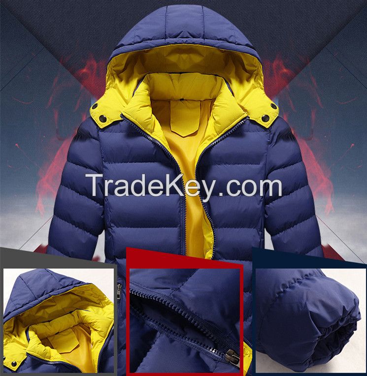 mens outdoor cotton padded warm leisure jacket/coat with hood