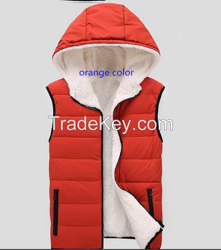 mens spring/autumn/winter two layer cotton padded leisure vest &amp;amp;amp; waistcoat with hood