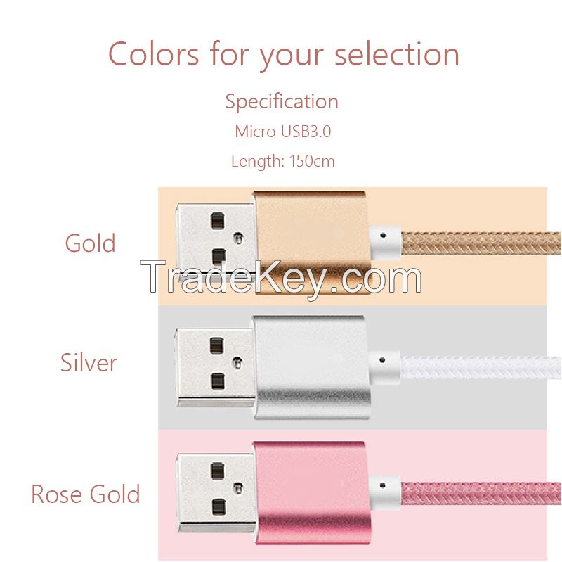 Micro Cable, Rainbow Charger Cables to USB Syncing and Charging Cable Data Nylon Braided Cord Charger for android, samsung, nexus, lg, htc, nokia, sony, and more