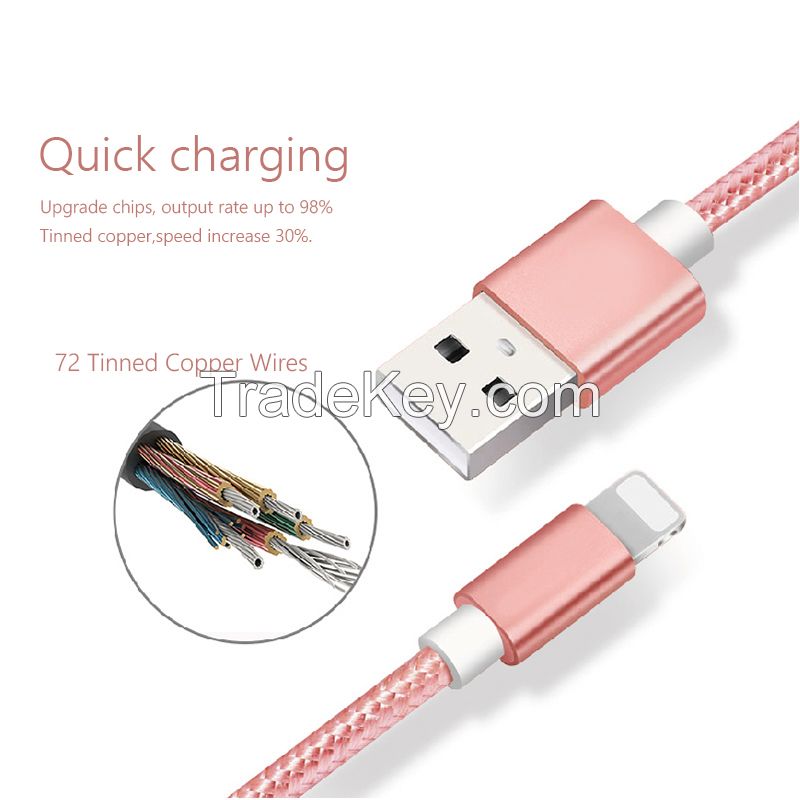 Lightning Cable, Rainbow Charger Cables to USB Syncing and Charging Cable Data Nylon Braided Cord Charger for iPhone 7/7 Plus/6/6 Plus/6s/6s Plus/5/5s/5c/SE and more