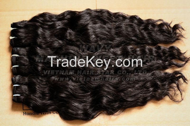 Single drawn curly machine weft hair