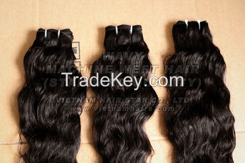 Single drawn curly machine weft hair