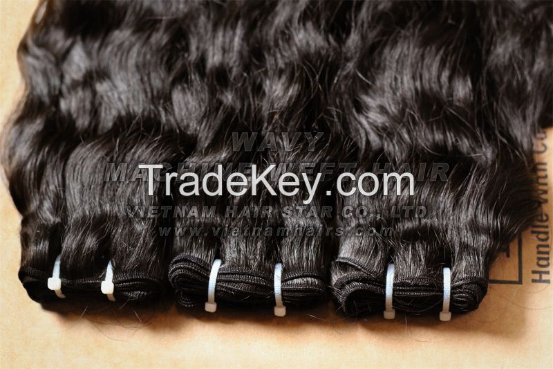 Double drawn curly machine weft hair