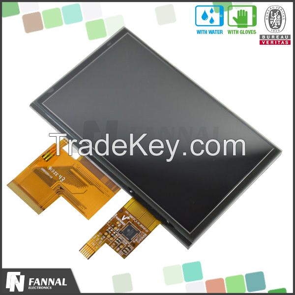 projected 5 inch tft capacitive touch panel module WVGA 800*480 TTL/8bit interface      