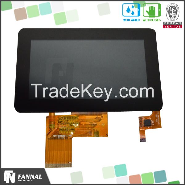 4.3 inch projective capacitive touch sunlight readable, AR/AG/AP treatment