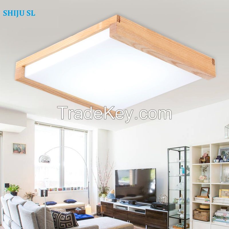 SL T wood rectangle living room ceiling light new chinese traditional dinning room led ceiling lamp north european bedroom lamp Y0591