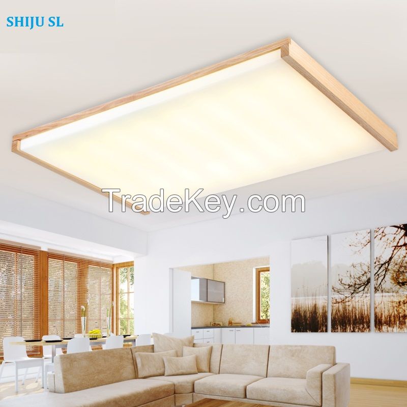 SL T wood rectangle living room ceiling light new chinese traditional dinning room led ceiling lamp north european bedroom lamp Y0591