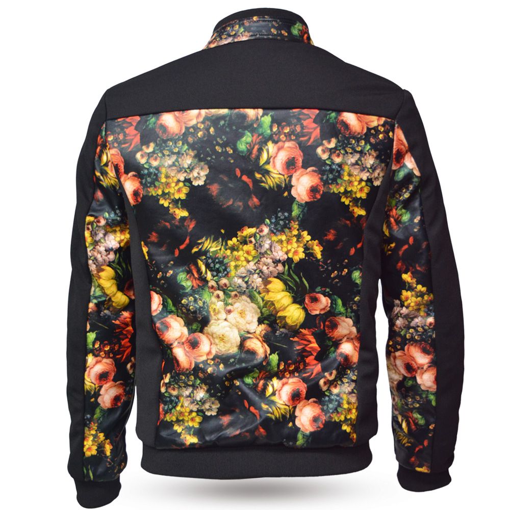 1175 Men Printing Leather Bomber Stock Jacket With Knit Sleeve