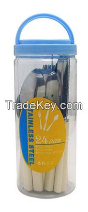 16 pcs travel flatware set with plastic handle in PVC box