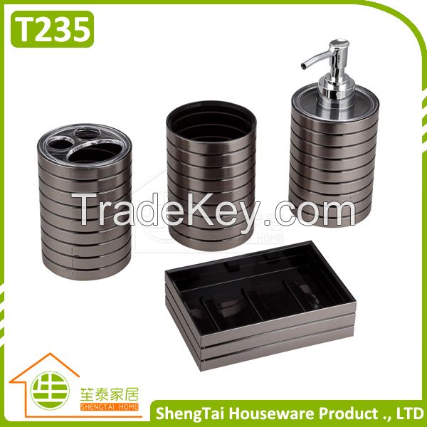 Hotel Metal Bathroom Accessory Set With Dispenser Tumbler Toothbrush Holder Soap Dish