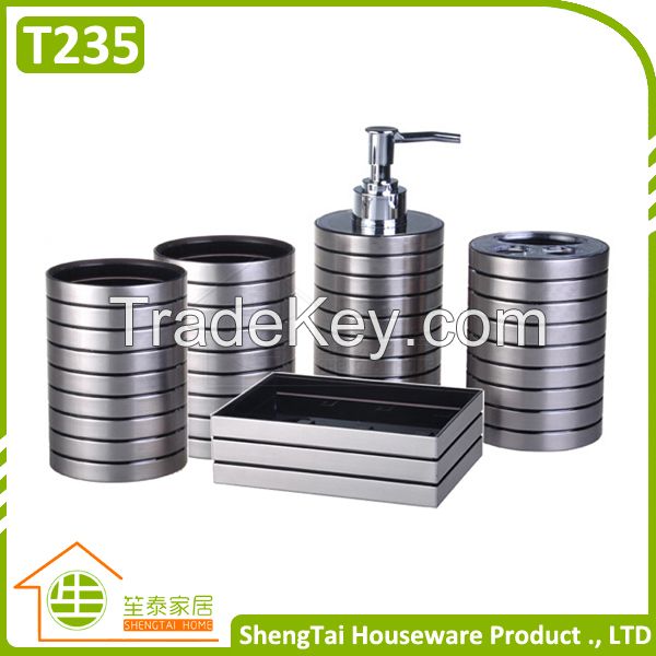 Hotel Metal Bathroom Accessory Set With Dispenser Tumbler Toothbrush Holder Soap Dish