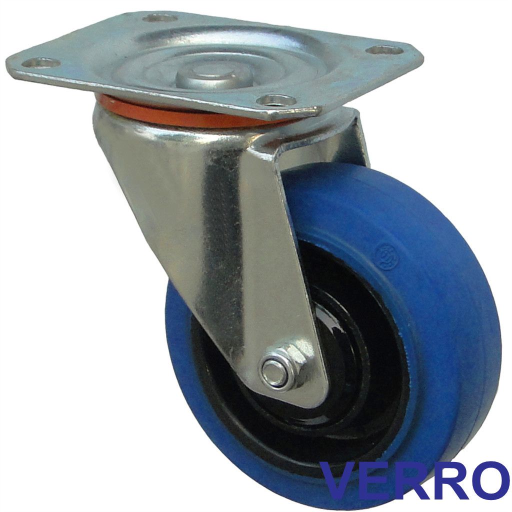 5" swivel elastic rubber caster wheel with top plate fitting widely us