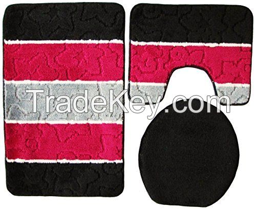 Bath rugs, anti slip rubber back, mixed design