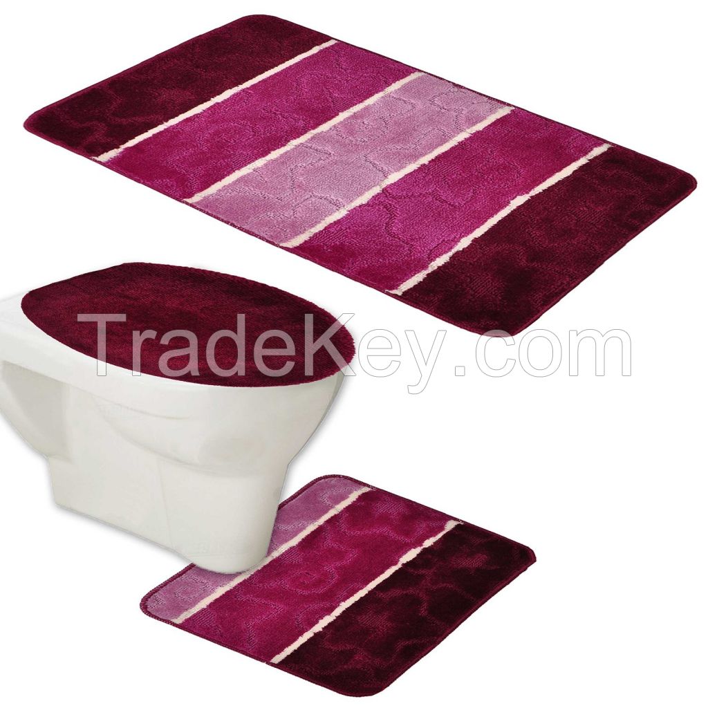 Bath rugs, anti slip rubber back, mixed design