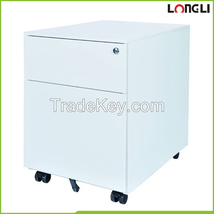 Powder coating 2 drawer mobile pedestal file cabinet