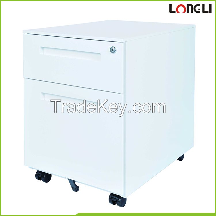 Powder coating 2 drawer mobile pedestal file cabinet