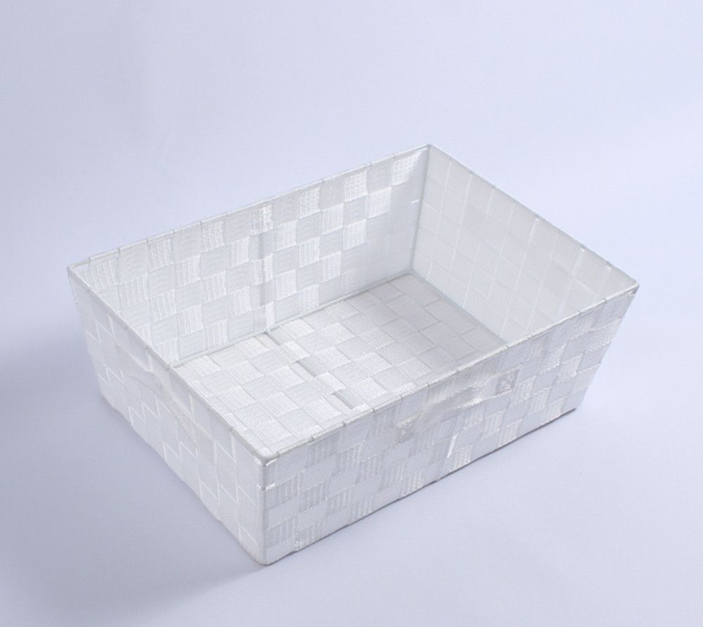 PP handwoven storage basket  handwoven white 