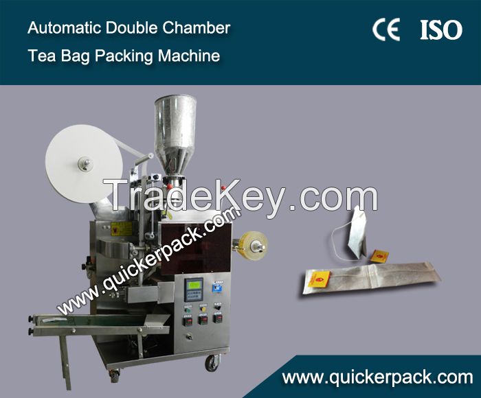 Automatic Double Chamber Tea Bag Packing Machine with Thread and Tag