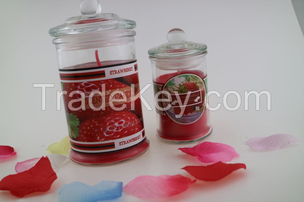 decorative scented glass jar candle with lid