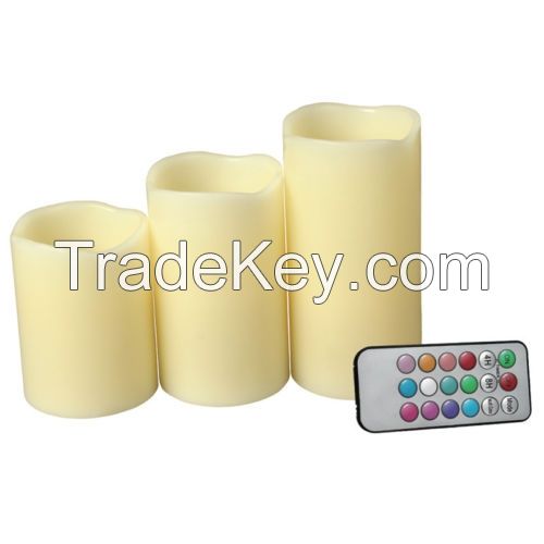 pillar shape color changing remote LED candle