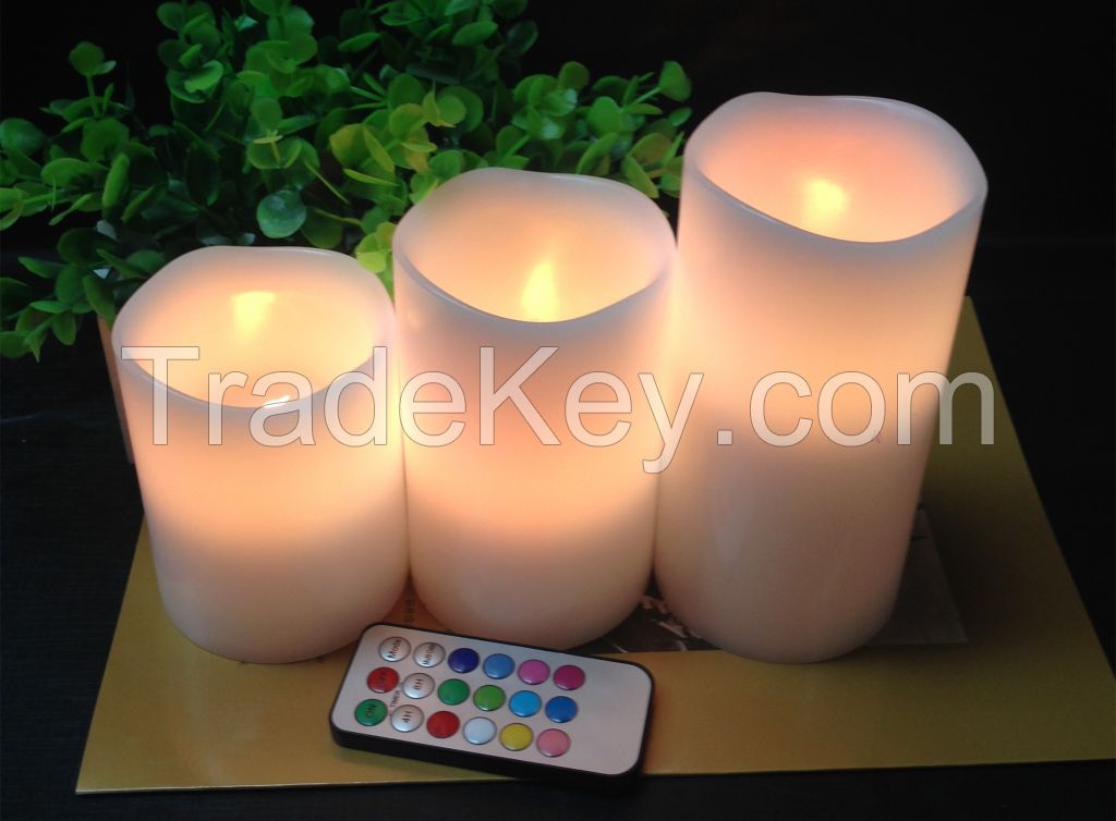 pillar shape color changing remote LED candle