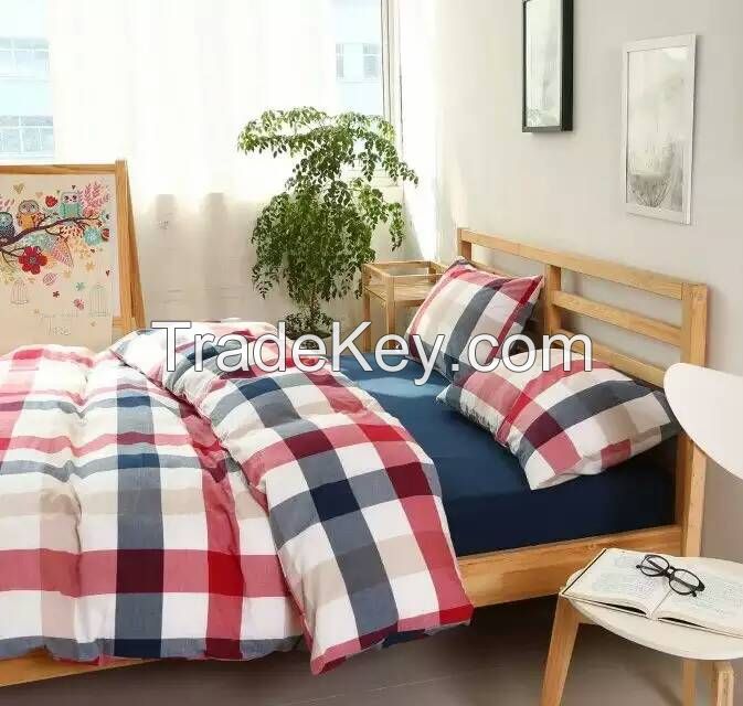 Washed yarn dyed cotton duvet cover, bedding set