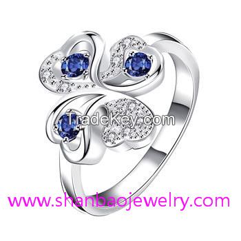 Silver Plated Costume Fashion Zircon Jewelry Rings